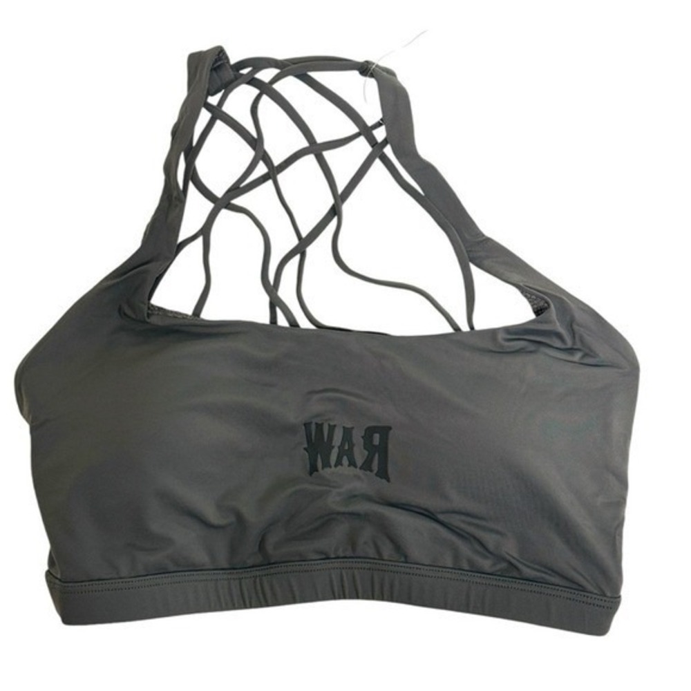 RAWGEAR Womens Medium Grey Strappy Back Sports Bra Workout Fitness Size S